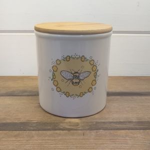 Yellow Floral Wreath & Bee Canister With Lid